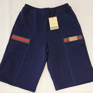 New Dark Blue Gucci Kid's Fabric Shorts